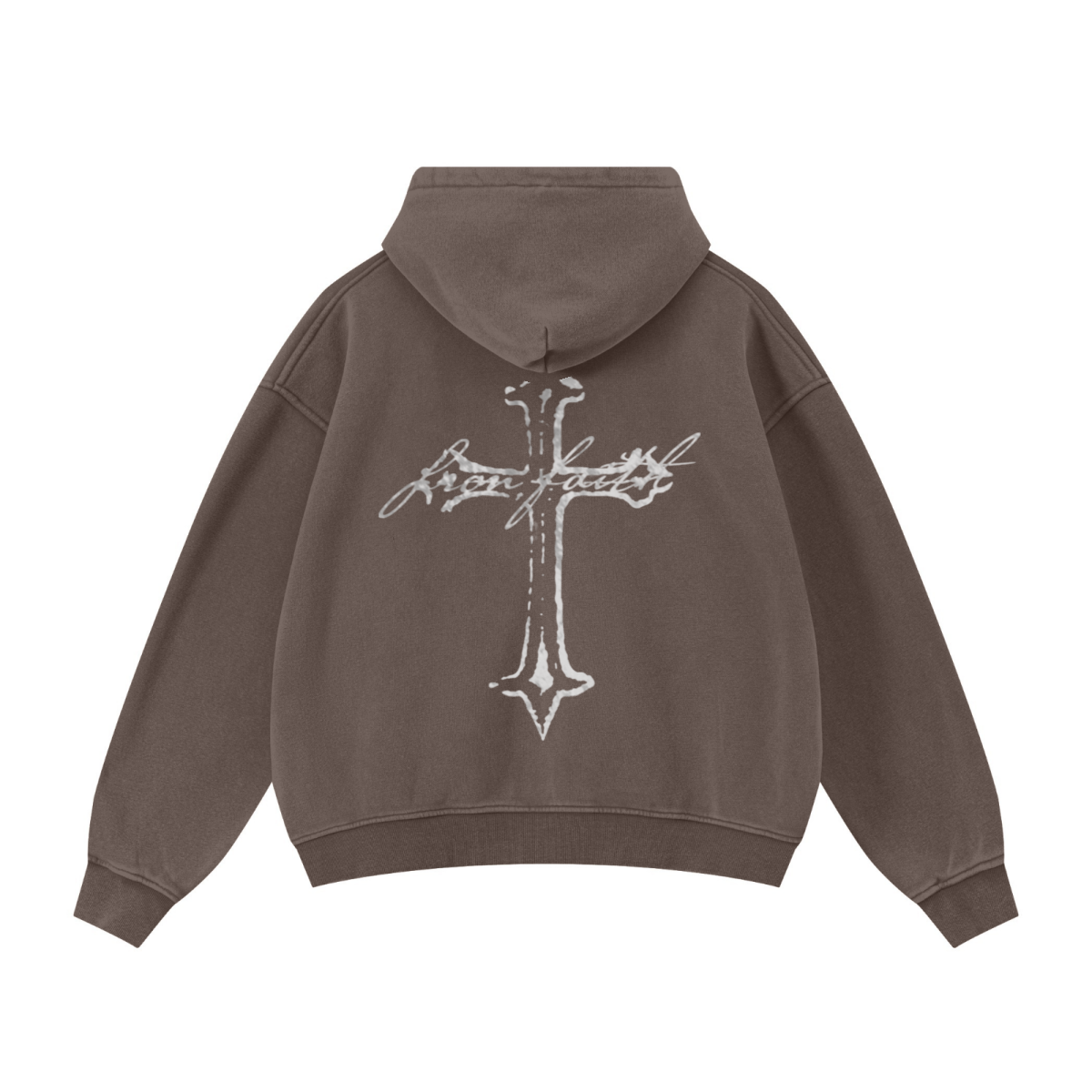 400GSM Unisex Vintage-Wash Boxy-Fit Zip-Up Hoodie Vintage Dark Brown