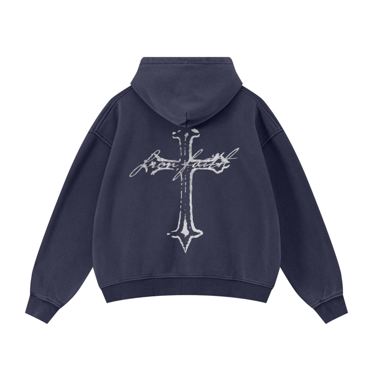 400GSM Unisex Vintage-Wash Boxy-Fit Zip-Up Hoodie Vintage Royal Blue