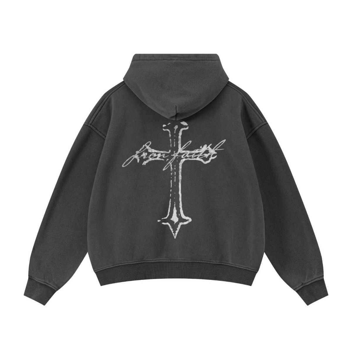 400GSM Unisex Vintage-Wash Boxy-Fit Zip-Up Hoodie Vintage Dark Grey