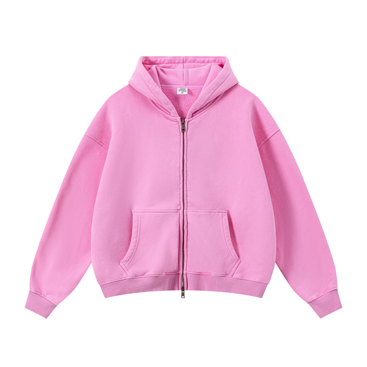 400GSM Unisex Vintage-Wash Boxy-Fit Zip-Up Hoodie Vintage Peach Pink