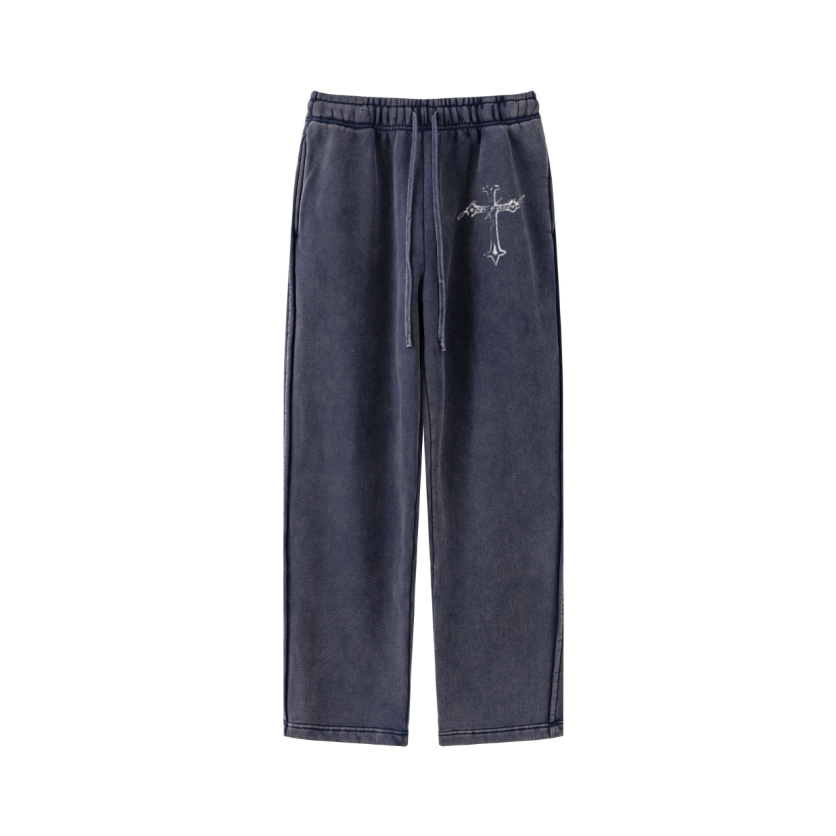 360GSM Men's Fleece Twisted-Stitch Marled Pants Royal Blue