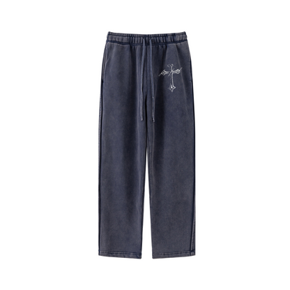 360GSM Men's Fleece Twisted-Stitch Marled Pants Royal Blue