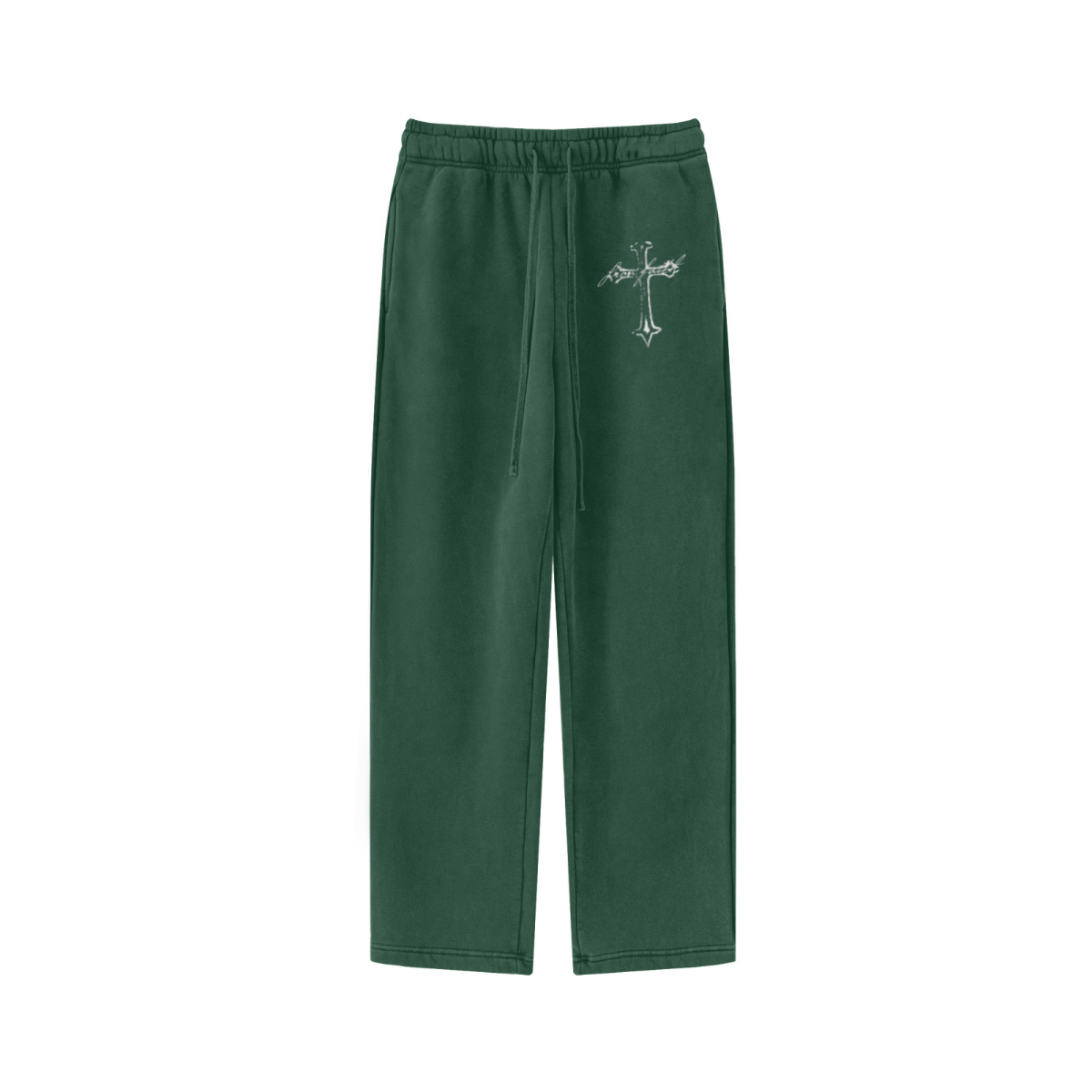360GSM Men's Fleece Twisted-Stitch Marled Pants Emerald Green