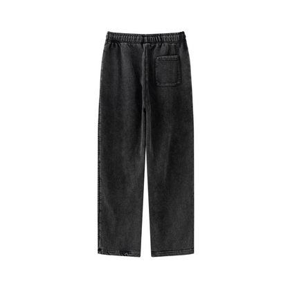 360GSM Men's Fleece Twisted-Stitch Marled Pants Snow Wash Grey