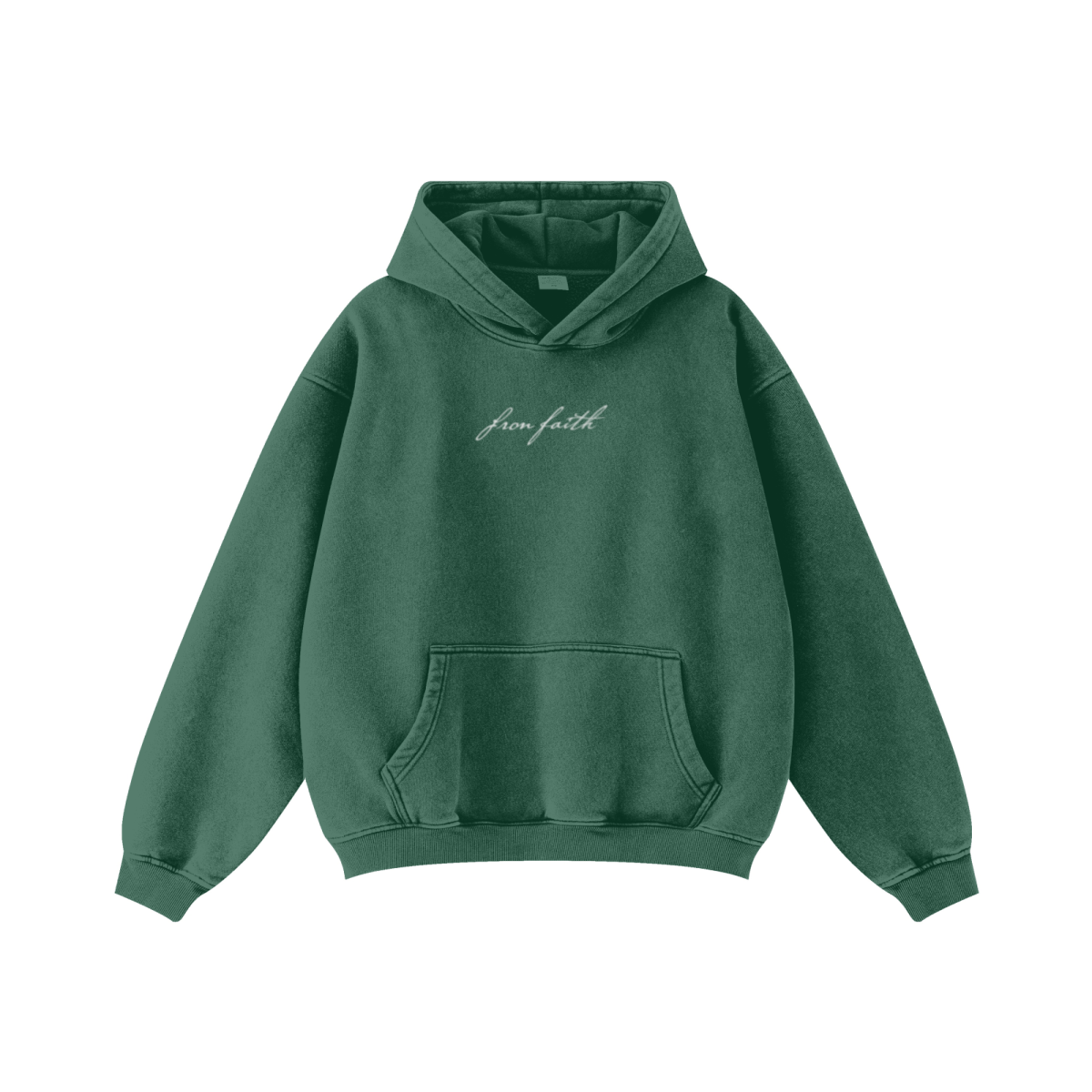 360GSM Unisex Fried-Color Snow-Washed Hoodie Green