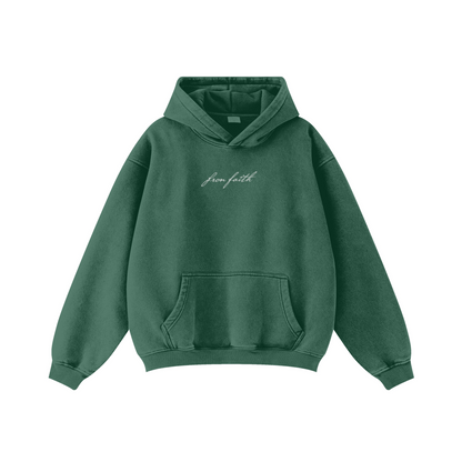 360GSM Unisex Fried-Color Snow-Washed Hoodie Green