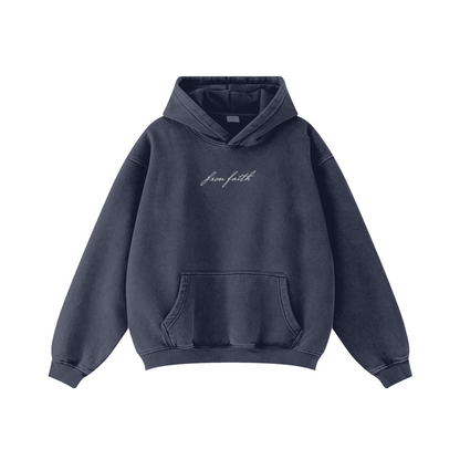 360GSM Unisex Fried-Color Snow-Washed Hoodie Blue