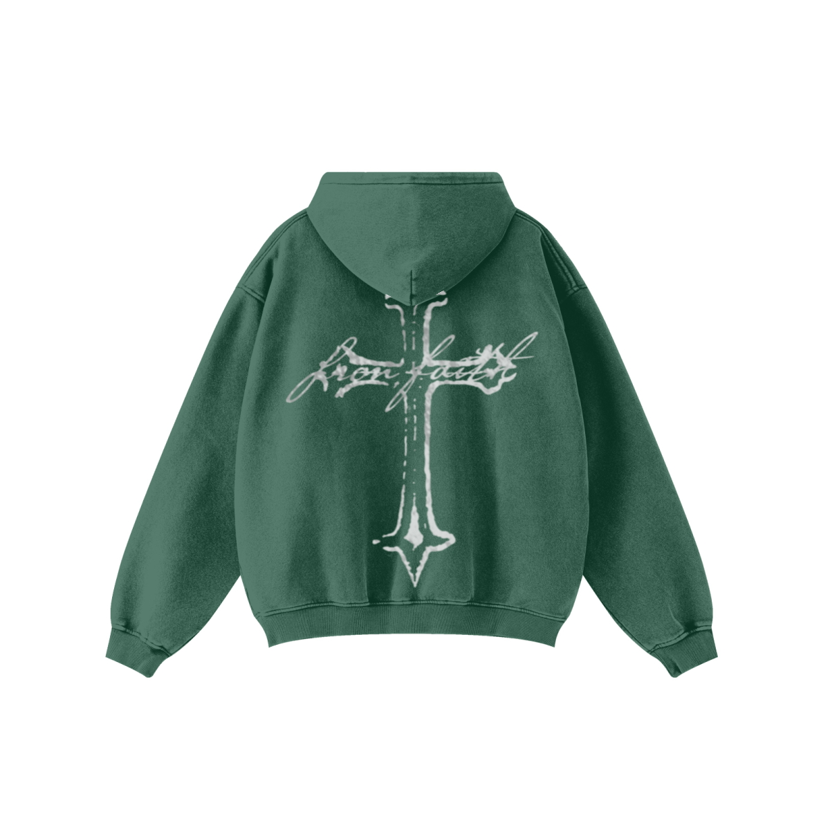 360GSM Unisex Fried-Color Snow-Washed Hoodie Green