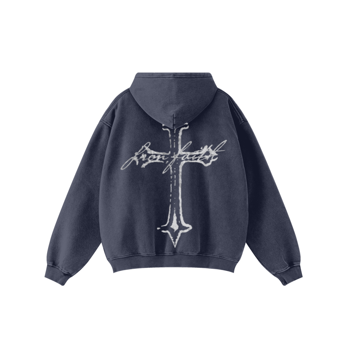 360GSM Unisex Fried-Color Snow-Washed Hoodie Blue