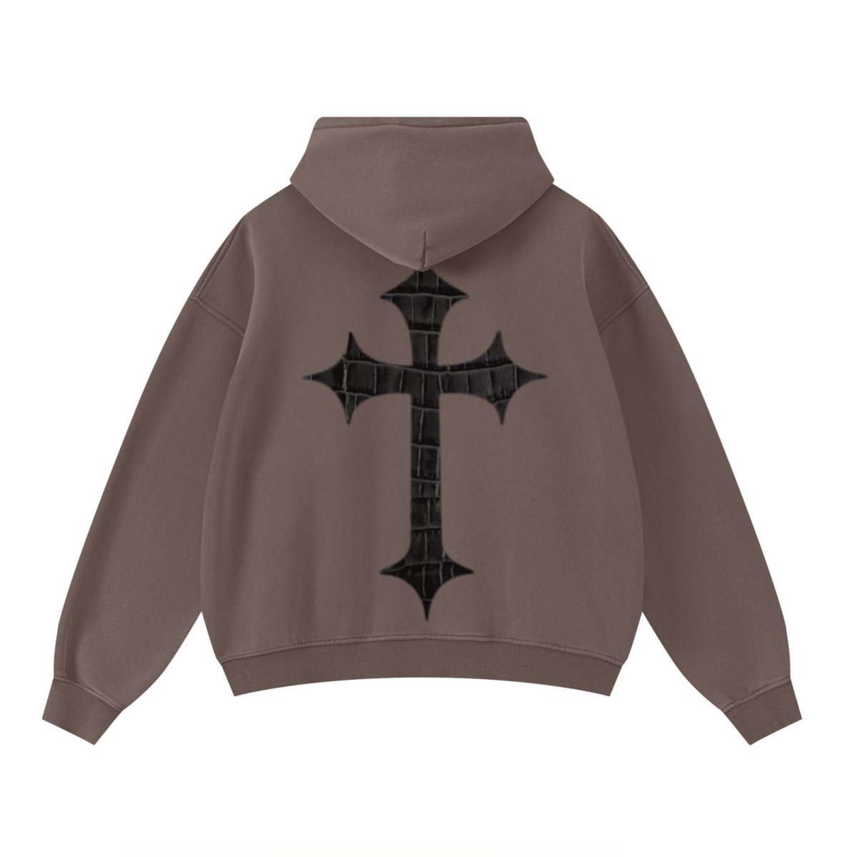 400GSM Unisex Washed Heavyweight Boxy-Fit Hoodie Vintage Dark Brown