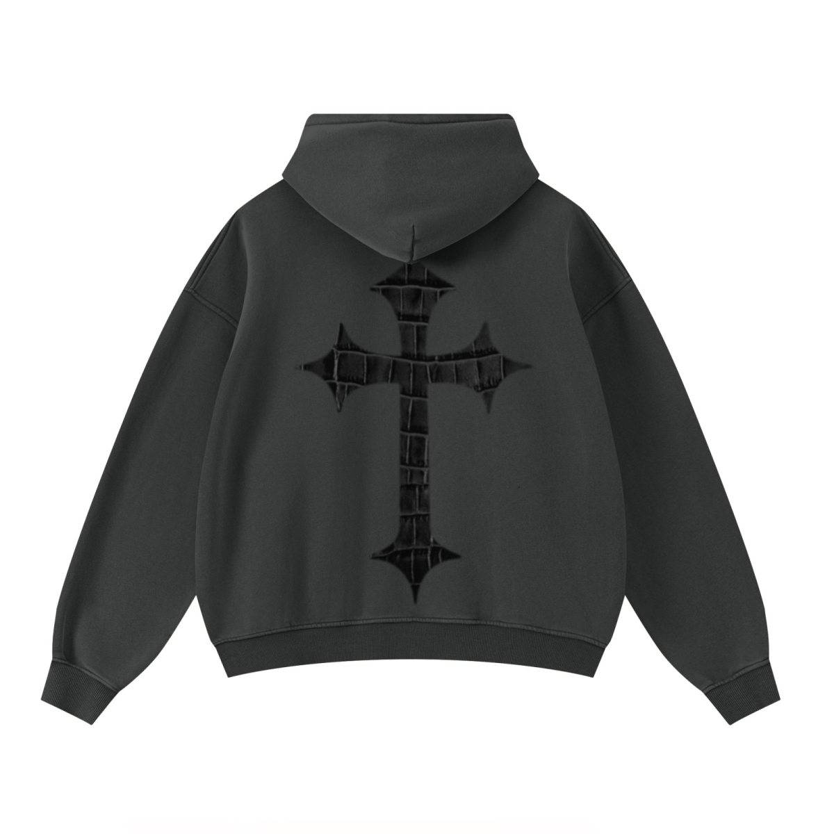 400GSM Unisex Washed Heavyweight Boxy-Fit Hoodie Vintage Dark Grey