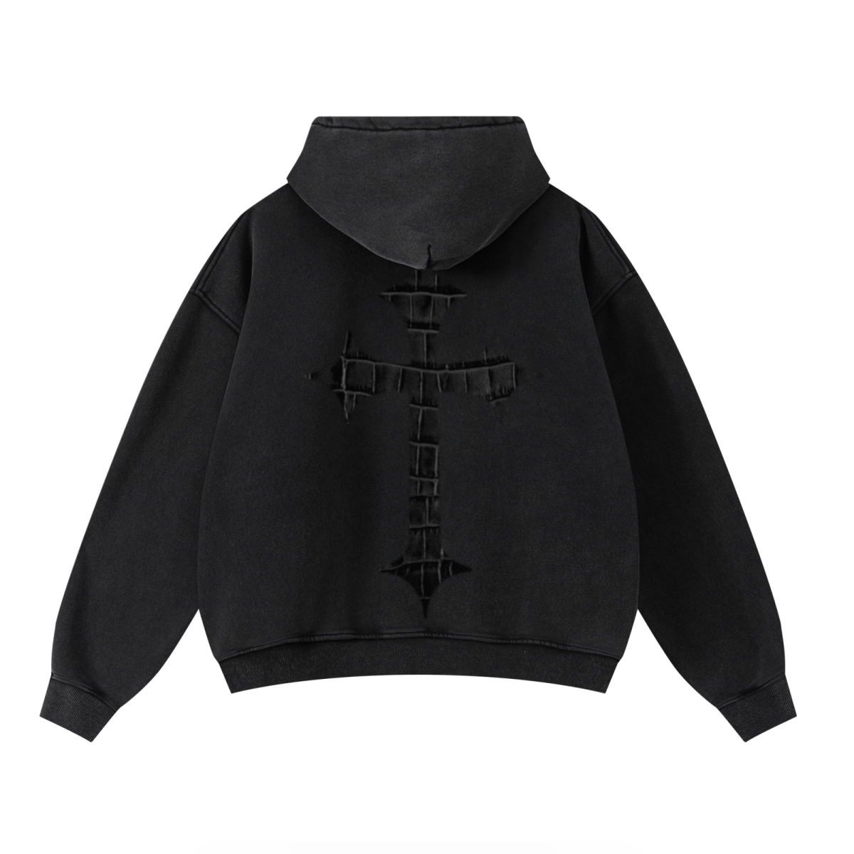 400GSM Unisex Washed Heavyweight Boxy-Fit Hoodie Vintage Black
